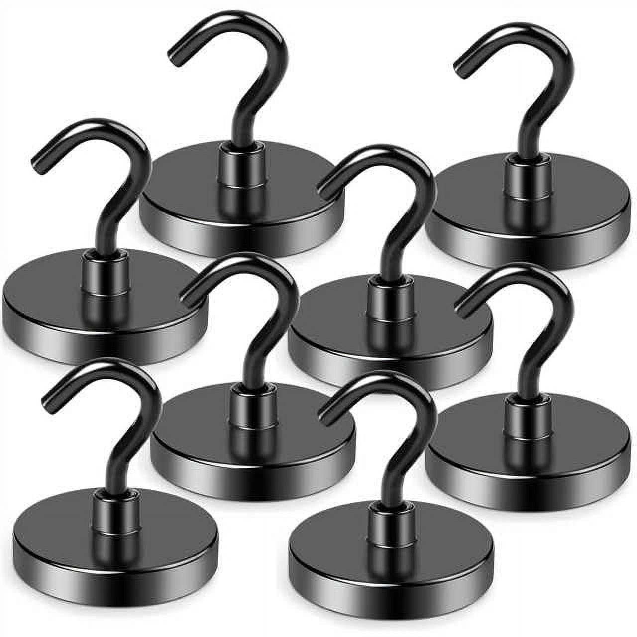NAISHIER 8 Pack Black Magnetic Hooks, 80lbs Magnetic Hooks for Cruise Cabins, Cruise Essentials Must Haves for Travel, Strong Magnets with Hooks for Hanging, Heavy Duty Magnets with Epoxy Coating