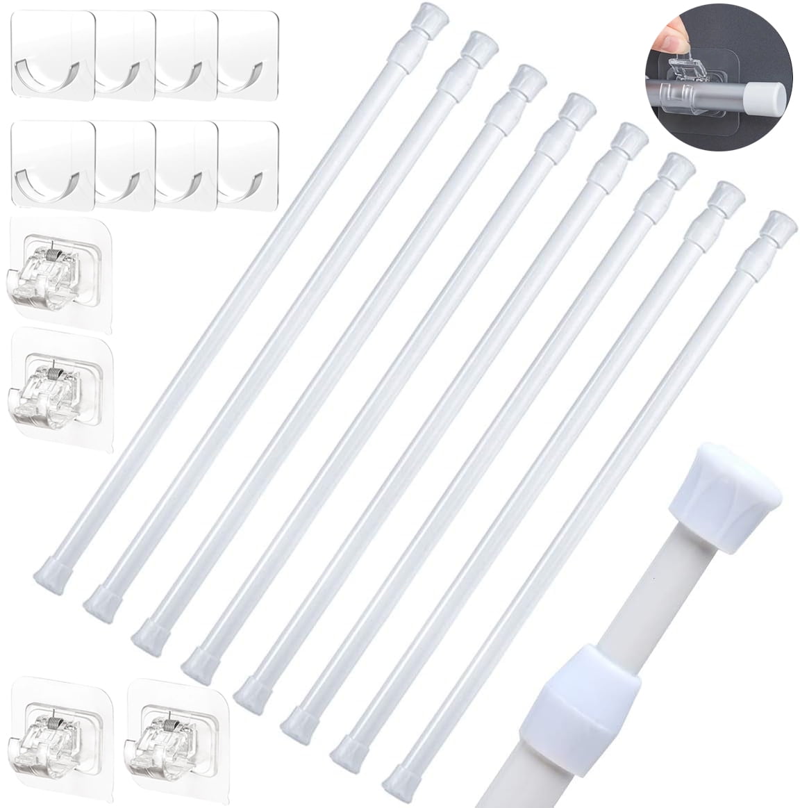 Three Simple Adjustable Rods NAISHIER 8 Pcs Spring Tension Rods, Adjustable 20 to 36 inch Tension ...