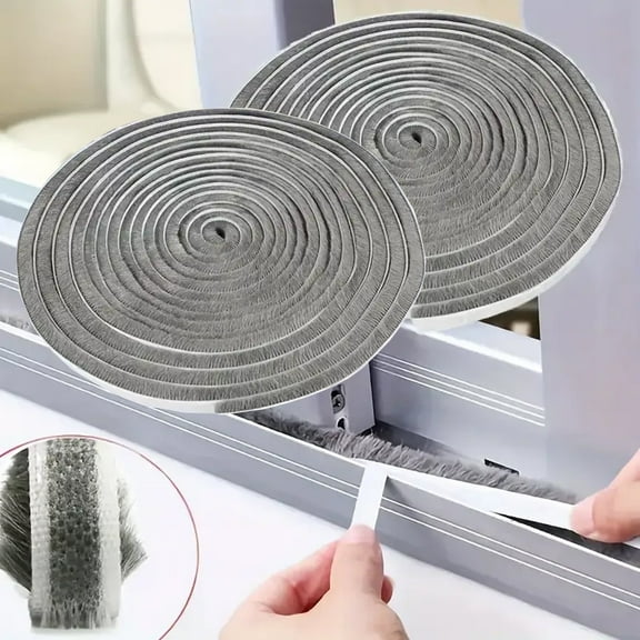 NAISHIER Brush Weather Stripping Door Seal, 0.4 inx0.35inx33FT, Effective Weather Stripping for Doors & Windows, Insulation Strip for Gap Filling,Draft Stopper