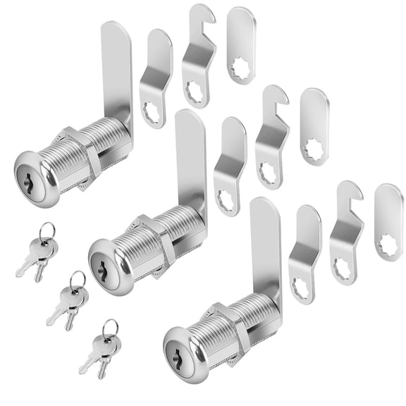 NAISHIER Cabinet Locks with Keys, 1-1/2" Long Cam Locks keyed Alike, Cabinet Cam Lock Set for Cabinets, RV Storage, Tool Box, Thick Drawer, Zinc Alloy , 3 Pack, 1-1/2 Inch