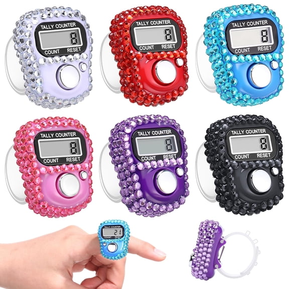 NAISHIER Electronic Finger Clicker Counter, Rhinestones Tally Tasbeeh Counter Gifts for Prayer Islamic Golf Counting Goods Lap Knitting Bling Accessories