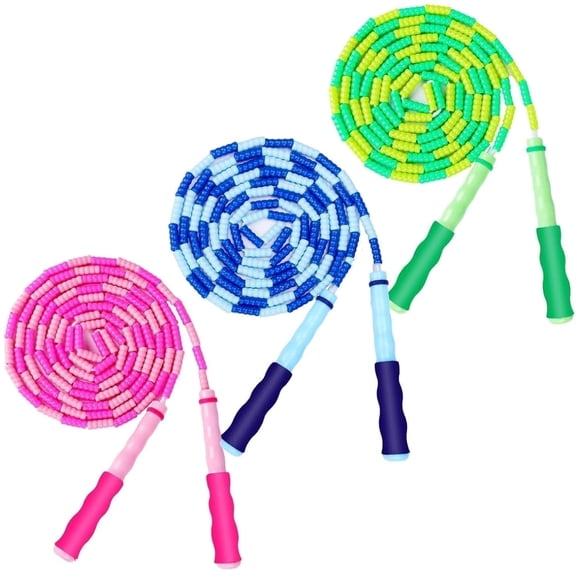 NAISHIER Jump Rope For Kids, Soft Beaded Jump Rope, Adjustable Length Tangle-Free Segmented Soft Beaded Skipping Rope，for Women, Men and Kids Keeping Fit, Workout and Weight Loss