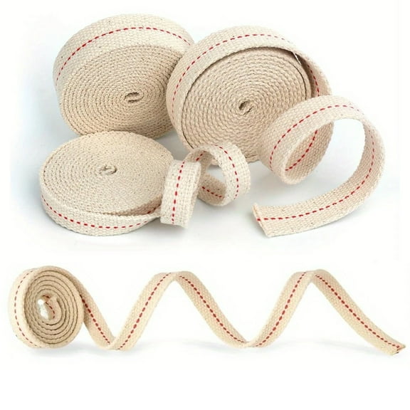 NAISHIER 8 Pcs Lamp Wick Lantern Wick, 0.35IN, 0.5 IN, 0.6IN, 0.78IN, Lantern Wicks Flat Cotton Oil Lamp Wick with Genuine Red Stitch Replacement Oil Lanterns Wick