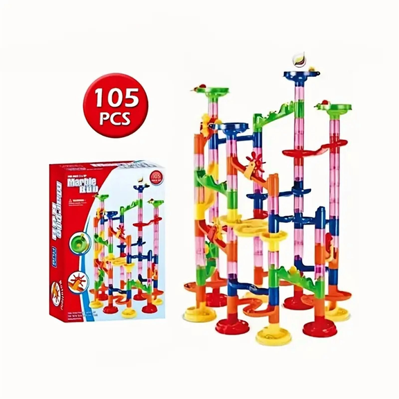 NAISHIER Marble Maze Kit, Track Roller Block Toy, Building Block Educational Construction Game Playset Hand Eye Coordination Training Unlimited DIY