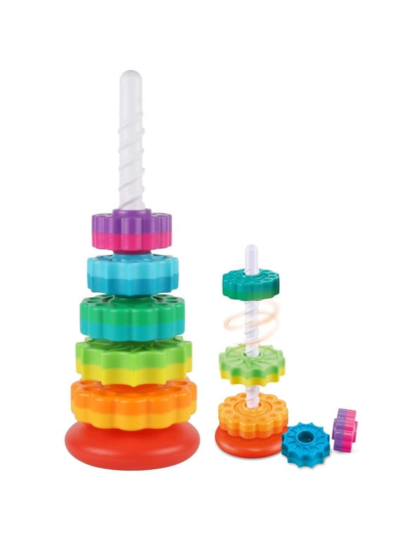 Spinning Stacking Toys, Spin Toys for Toddlers 1-3, Strong ABS Plastic, Rainbow Spin Tower, Autism Sensory Learning Toy, Suitable for Gifts for Boys and Girls