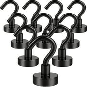 NAISHIER Versatile Magnetic Hooks with Nickel Coating, Steel Black, (10 Pack)