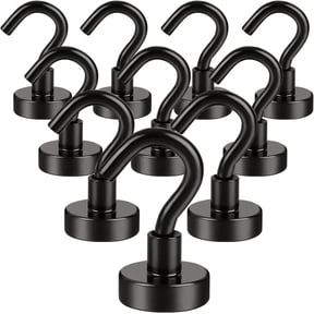 NAISHIER Versatile Magnetic Hooks with Nickel Coating, Steel Black, (10 Pack)