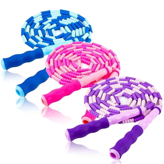 NAISHIER Jump Rope for Kids, Adjustable Jump Ropes for 4 5 6 7 8 10 12, Tangle Free Jumping Rope Age 8-12, Segmented Soft Beaded Skipping Rope for Women Fitness