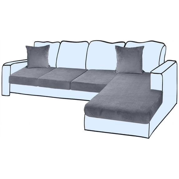 NAISI Soft Velvet L-Shaped 3 Seater Sofa Cover, Dark Gray, Wear-Resistant, Machine Washable, Stretch Fabric for Easy Fit