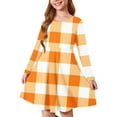 thumbnail image 1 of NAISIBABY A-Line Dress for Girls, Elastic Soft Plaid Long Sleeve Training Dance Ballet Midi Dress Orange 4-5T, 1 of 5