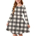 thumbnail image 1 of NAISIBABY A-Line Dress for Girls, Plaid Long Sleeve Elastic Soft Training Dance Ballet Midi Dress Gray 4-5T, 1 of 5