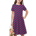 thumbnail image 1 of NAISIBABY A-Line Dress for Girls, Stretch Striped Short Sleeve Kids Casual Flare Sundress Purple 7-8T, 1 of 7