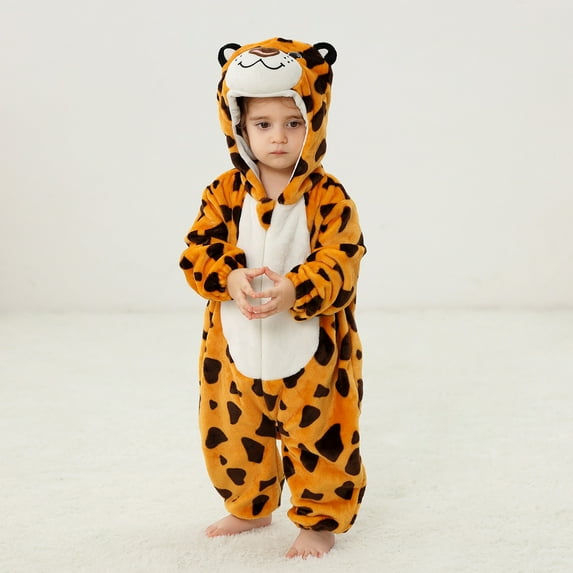 NAISIBABY Animal Cosplay Rompers for Kids, Zipper Hooded Long Sleeve Unisex Jumpsuit Outfits Orange 2-3T