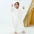 thumbnail image 1 of NAISIBABY Baby Fleece Jumpsuit, Long Sleeve Loose Fit Button-Up Boys Girls Winter Warm Hooded Romper White 6Months, 1 of 9