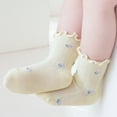 thumbnail image 1 of NAISIBABY Baby Girls Socks, Floral Ruffles Stretch Breathable Cotton Mid-Tube Socks Yellow 3T, 1 of 7