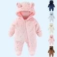 thumbnail image 1 of NAISIBABY Baby Hooded Jumpsuit, Thicken Warm Fleece Soft Full Zip-Up Newborn One-Piece Romper Loungewear Pink 9Months, 1 of 8