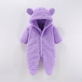 thumbnail image 1 of NAISIBABY Baby One-Piece Jumpsuit, Long Sleeve Hooded Fleece Warm Infant Winter Home Romper Loungewear Purple 12Months, 1 of 3