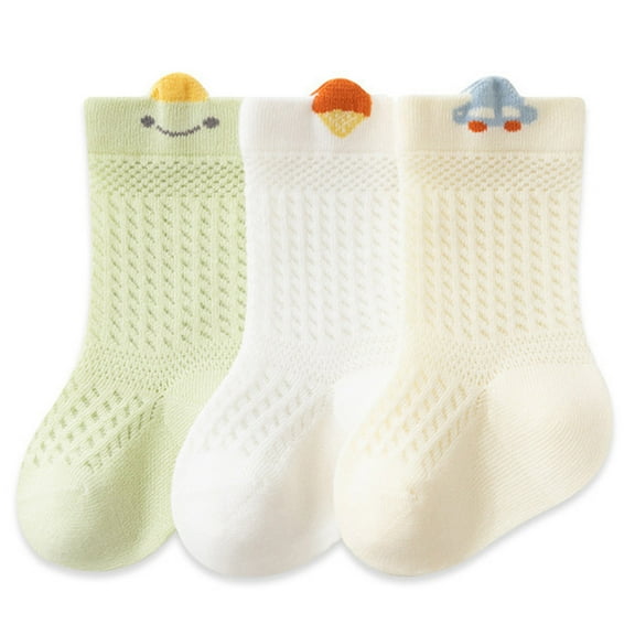 NAISIBABY Baby Socks 3-Pack, Breathable Cotton Non Slip Mid-Cut Baby Stretch Soft Socks Green 3T
