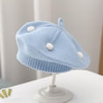 thumbnail image 1 of NAISIBABY Beret Hat for Toddler Girls, Fall Winter Knitted Warm Soft Cotton French Style Artist Cap Light Blue, 1 of 3