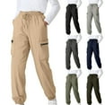 thumbnail image 1 of NAISIBABY Big Boys Cargo Sweatpants, Athletic Fit Waterproof Drawstring Elastic Casual Jogging Pants Khaki 9-10T, 1 of 8