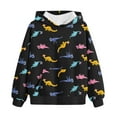 thumbnail image 1 of NAISIBABY Big Boys Girls Hoodie, Long Sleeve Loose Casual Dinosaur Prints Kids Pullover Sweatshirt Black 11-12T, 1 of 4