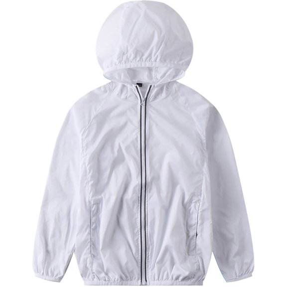 NAISIBABY Big Boys Girls Sunscreen Jacket, Solid Long Sleeve Thin Breathable Casual Outwear White 140