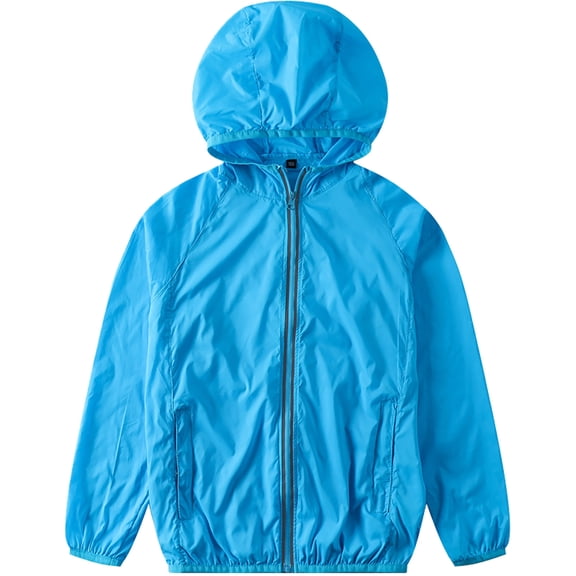 NAISIBABY Big Boys Girls Sunscreen Jacket, Solid Thin Breathable Long Sleeve Casual Outwear Light Blue 140