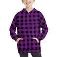 thumbnail image 1 of NAISIBABY Big Girls Boys Hoodies, Casual Checked Prints Long Sleeve Kids Pullover Sweatshirts Purple, 1 of 6