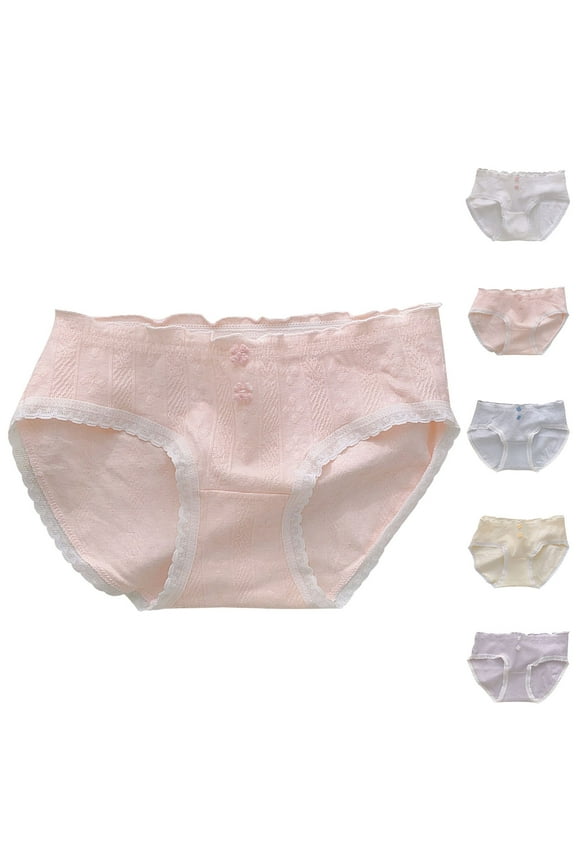 Big Girls Brief Underwear, Breathable Stretch Soft Cotton Panty Pink 9-16T