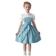 thumbnail image 1 of NAISIBABY Big Girls Dresses, Puff Sleeve Fashion Buttons Collar Casual Comfortable Uniform Dress Green 8T, 1 of 7