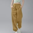 thumbnail image 1 of NAISIBABY Big Girls Jogger Sweatpants, Pockets Solid Color Drawstring Elastic Casual Athletic Pants Yellow 13-14T, 1 of 6