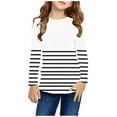 thumbnail image 1 of NAISIBABY Big Girls Long Sleeve Tops, Casual Crewneck Striped Kids Pullover Blouses White 13-14T, 1 of 6