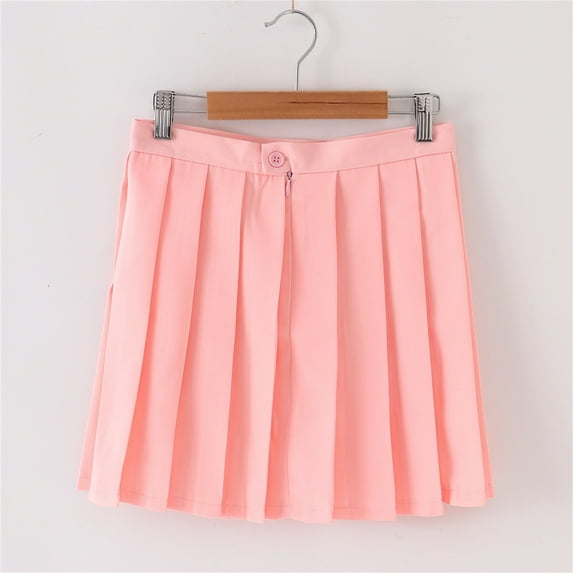 NAISIBABY Big Girls Pleated Skirt, A-Line Cotton Solid Color School Uniform Skirt Pink 15T