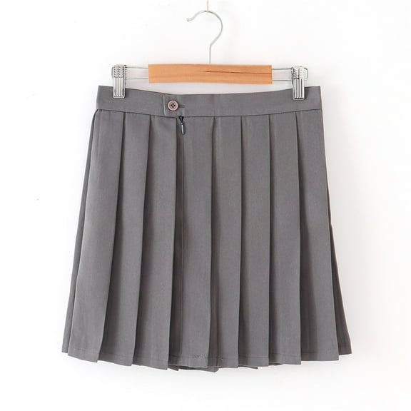 NAISIBABY Big Girls Pleated Skirt, Cotton A-Line Solid Color School Uniform Skirt Dark Gray 13T