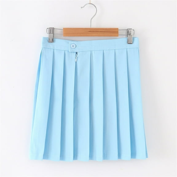 NAISIBABY Big Girls Pleated Skirt, Solid Color Cotton A-Line School Uniform Skirt Light Blue 11T
