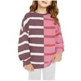 thumbnail image 1 of NAISIBABY Big Girls Sweatshirt, Striped Color Block Long Sleeve Crewneck Casual Fall Winter Pullover Hoodie Purple 7-8T, 1 of 3