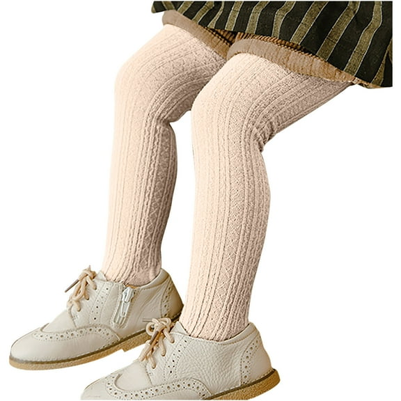 NAISIBABY Big Girls Tights, Warm Solid Color Stretch Kids Ribbed Knitted Pantyhose Beige XL
