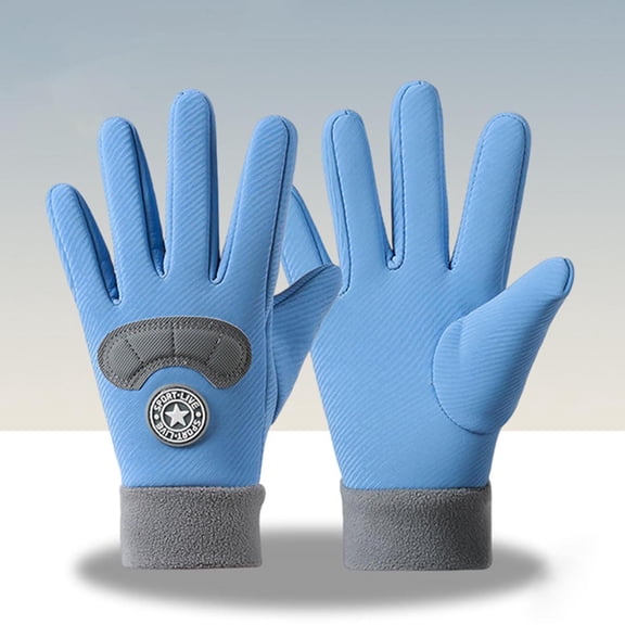 NAISIBABY Big Kids Winter Gloves, Thermal Full Finger Waterpoof Boys Girls Snow Cycling Gloves Light Blue 10T
