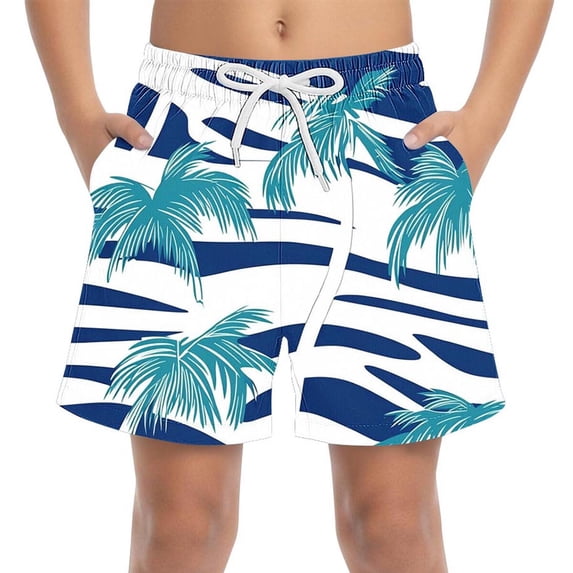 NAISIBABY Board Shorts for Boys (4-15T), Quick Dry Swimwear Drawstring with Pockets Kids Beach Swim Trunks 14T