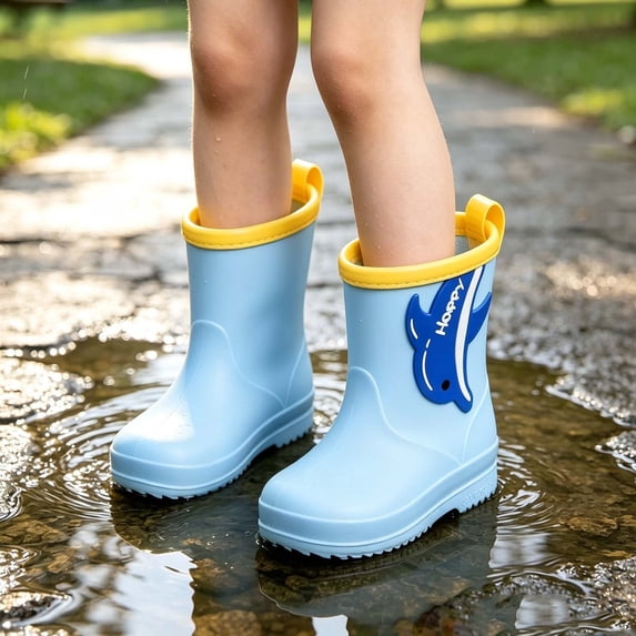 NAISIBABY Boots Women,Rain Boots Outdoor Rubber Waterproof Shoes Collar Gardening Lightweight Garden Shoes Light Blue Size 3T