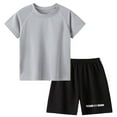 thumbnail image 1 of NAISIBABY Boy's Active Shorts Set 2-Piece, Short Sleeve T-Shirt and Gym Shorts Kids Basketball Clothes Gray 8-9T, 1 of 5