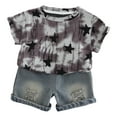 thumbnail image 1 of NAISIBABY Boy's Sets 2-Piece, Graphic Short Sleeve T-Shirt and Denim Shorts Summer Fashion Outfits Clothes Purple 2-3T, 1 of 3