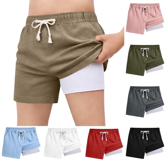 NAISIBABY Boys Active Shorts (4-15T), with Pockets Drawstring Sports Liner Kids Summer Casual Sport Shorts Khaki 10T