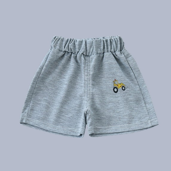 NAISIBABY Boys Active Shorts, Car Prints Cotton Elastic Waist Casual Comfy Shorts Gray 4-5T