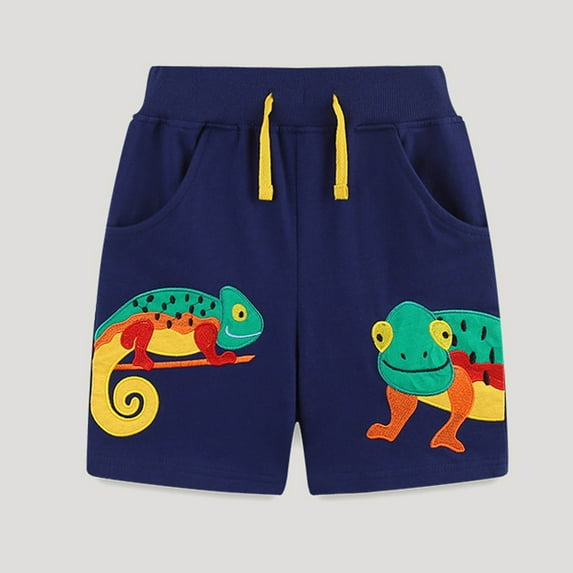 NAISIBABY Boys Active Shorts, Graphic Drawstring Cotton Kids Causal Shorts Navy 7-8T