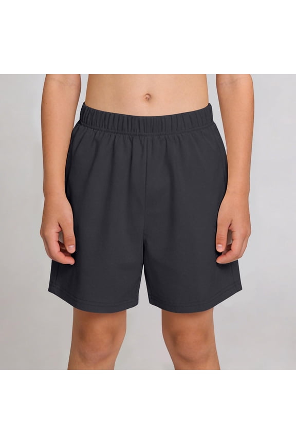 Boys Active Shorts, Soft Cotton Elastic Waist Stretch Kids Casual Sports Shorts Black 12T