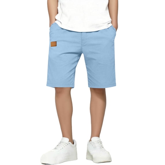 NAISIBABY Boys Active Shorts, with Pockets Loose Fit Elastic Waist Summer Casual Performance Shorts Light Blue Size 7T