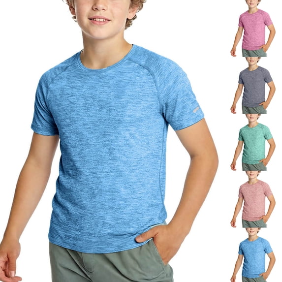 NAISIBABY Boys Active T-Shirt (5-14T), Quick-Dry Short Sleeve Summer Casual Performance Athletic Tee Size 10