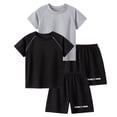 thumbnail image 1 of NAISIBABY Boys Activewear Outfit Sets 4-Piece, Active Fit Reflective Prints Quick Dry Kids T-Shirt and Shorts Performance Clothes Dark Gray Size 7-8, 1 of 4