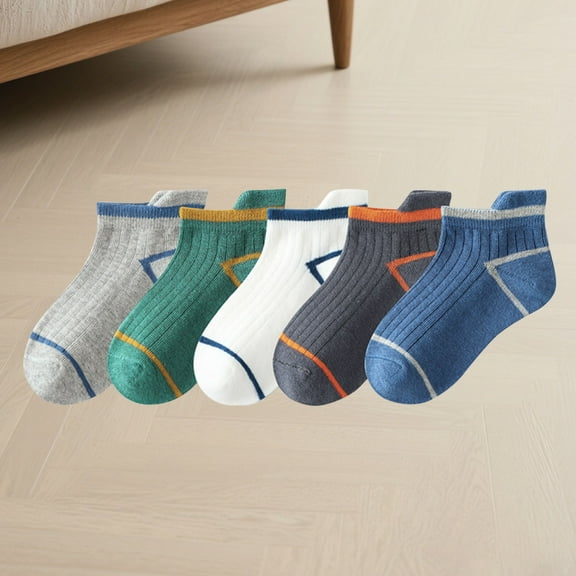 NAISIBABY Boys Ankle Socks 5-Pack, Non Slip Cotton Stretch Crew Breathable Kids Comfy Athletic Socks Gray(3-14T)